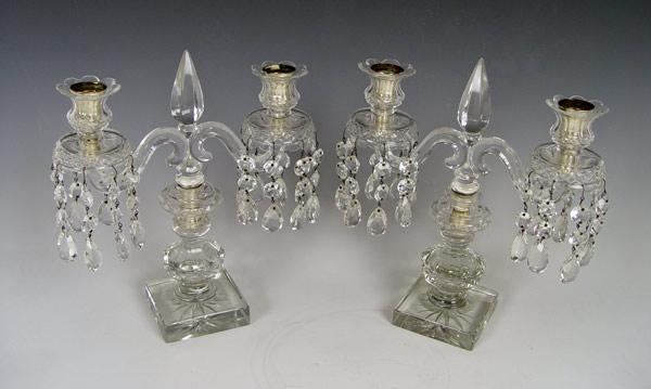 PAIR ELEGANT GLASS CANDLE HOLDERS: