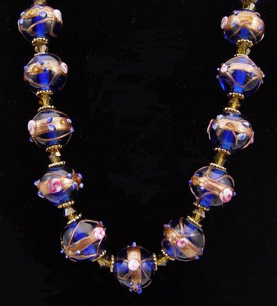 VENETIAN GLASS BEAD NECKLACE Strand b9ebc