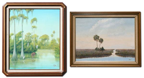 2 PIECE FLORIDA LANDSCAPE PAINTINGS  b9ec1