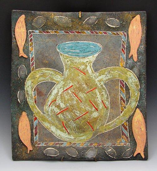 ANDREA ELLIS POTTERY PLAQUE Signed  b9d63