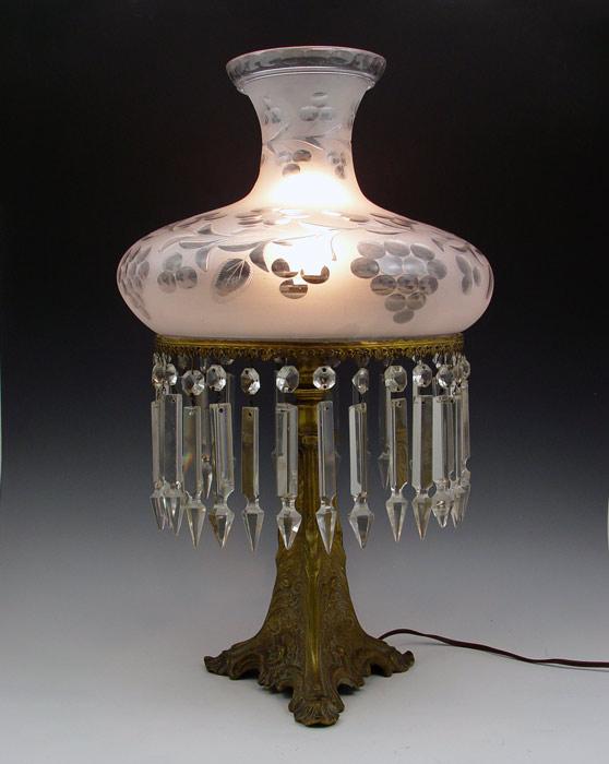 ASTRAL LAMP WITH CUT GLASS SHADE: Cornelius