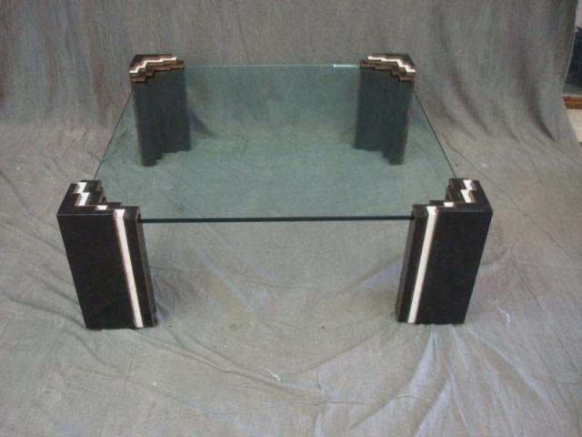 Midcentury Glass Top Table with baded