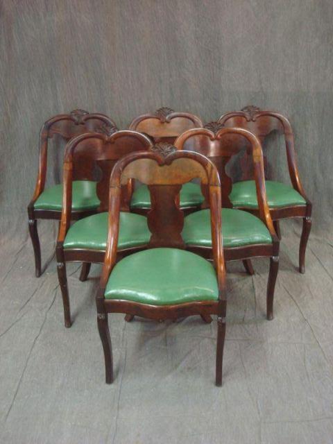 6 Empire Chairs w Green Leather