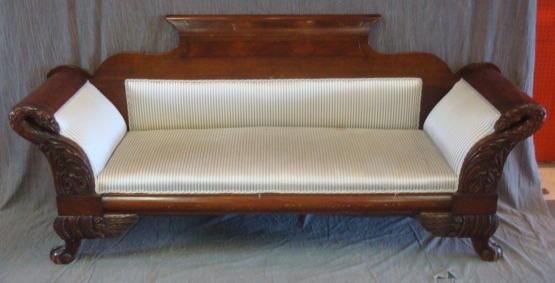 Empire Carved Wood Scroll Arm Sofa