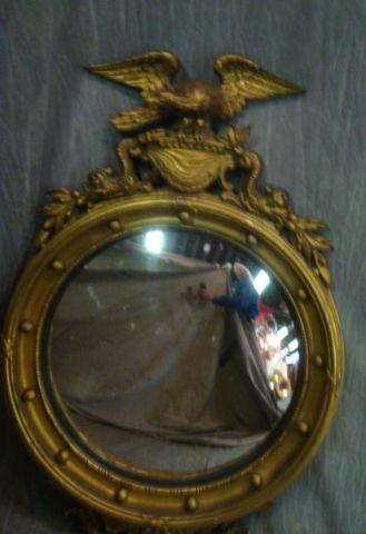 Antique Giltwood Convex Mirror
