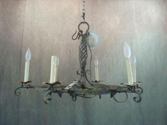 6 Arm Wrought Iron Chandelier  bae12