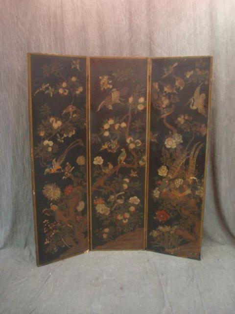 3 Panel Paint Decorated Screen.