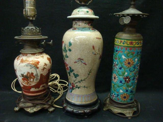 Three Older Asian Lamps as Vases  bae29