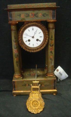 French Green Painted Clock. Empire