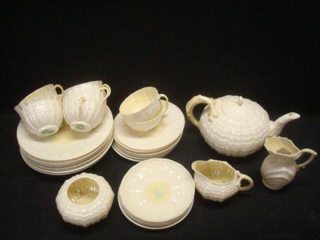 BELLEEK. 24 Piece Tea Set. Spout of