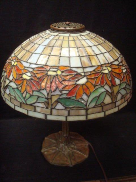 Tiffany Style Lamp. Gilt metal