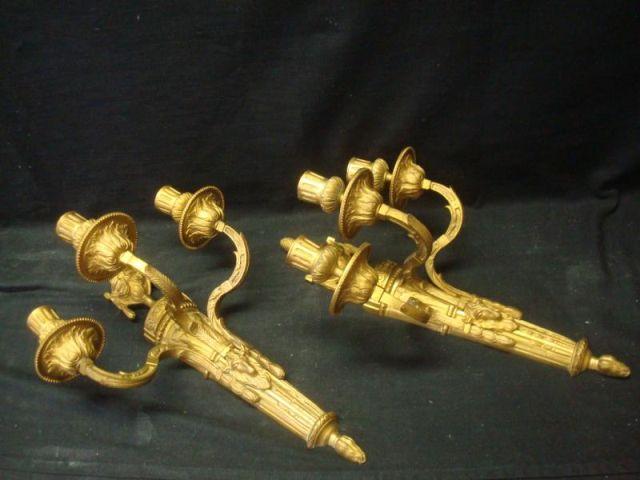 Pair of Bronze 3 Arm Sconces with bae80