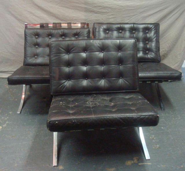 3 Black Upholstered Barcelona Chairs  bae88