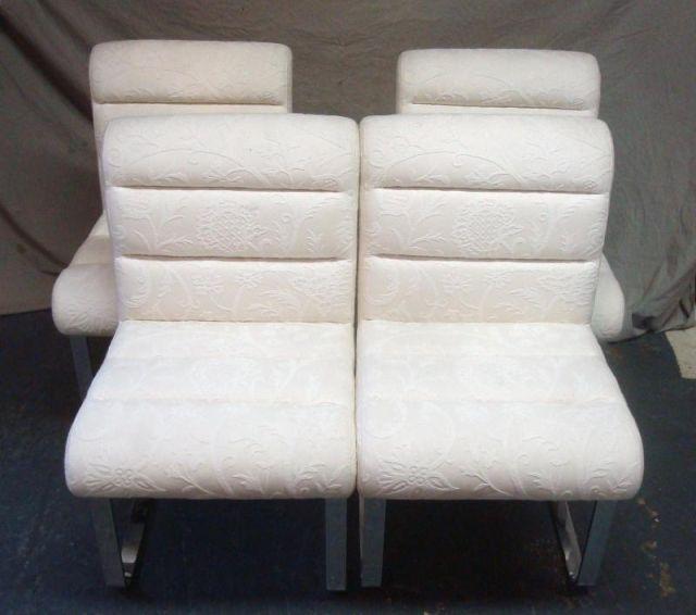 Set of 4 PACE Chrome White Upholstered bae8a