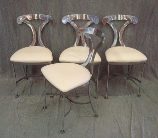 4 Neoclassical Style Steel Chairs.