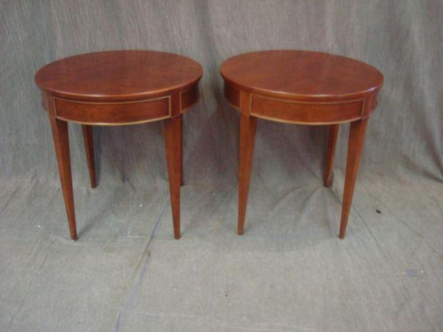 Pair of BAKER Round Mahogany Side