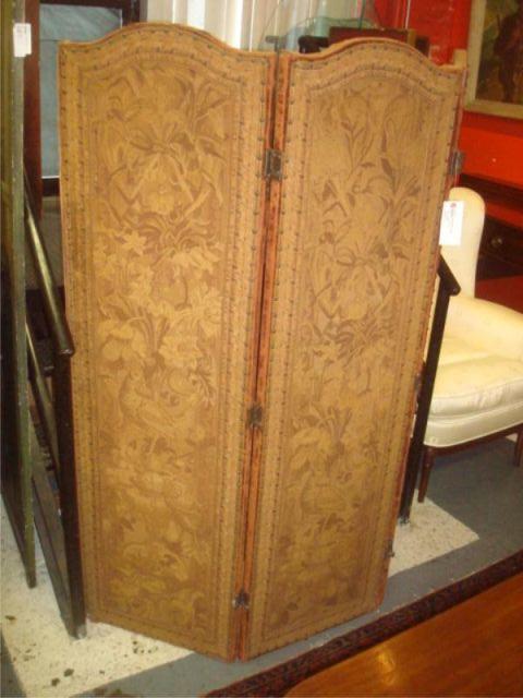 Antique 3 Panel Tapestry Screen  baece