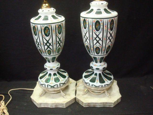Pair of Bohemian Glass Lamps