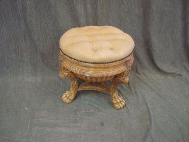 Blonde Wood Ottoman with Tufted baef8