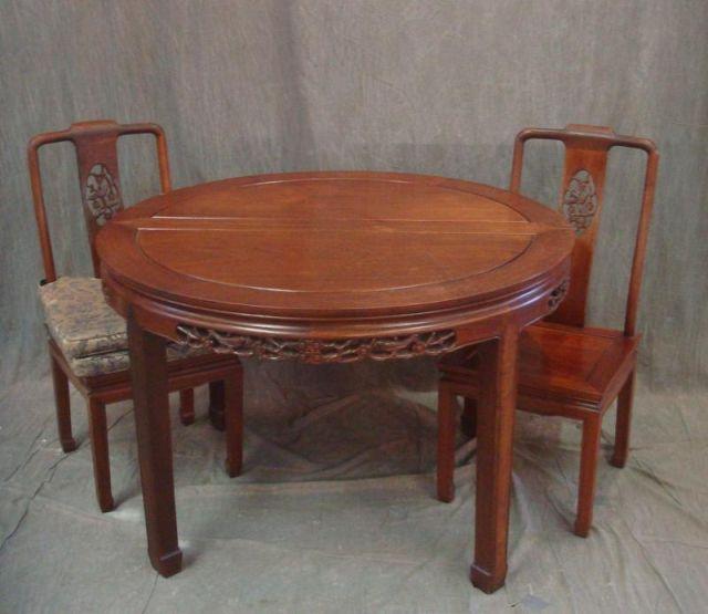 Round Asian Table & 2 Chairs with