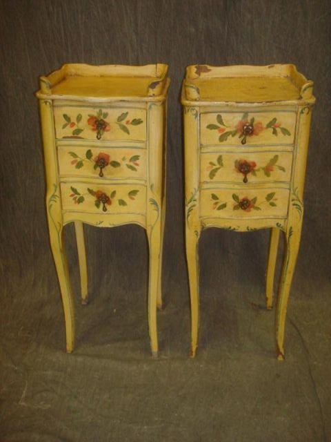 Pair of Paint Decorated 3 Drawer baf0a