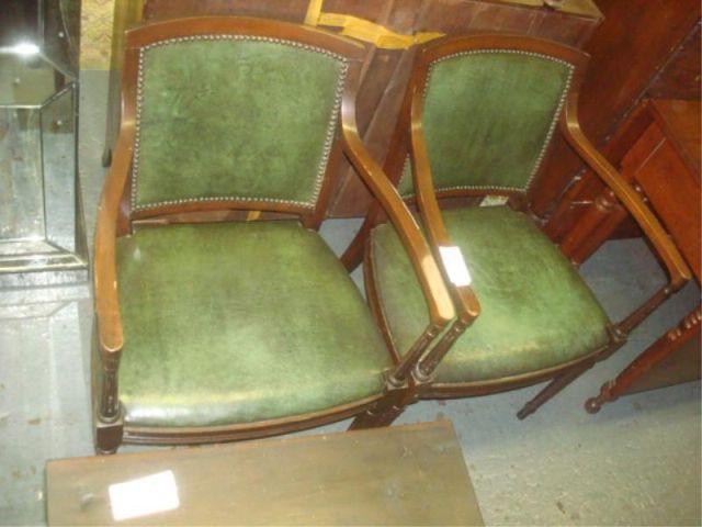 Pair of Hepplewhite Style Open Arm Chairs.