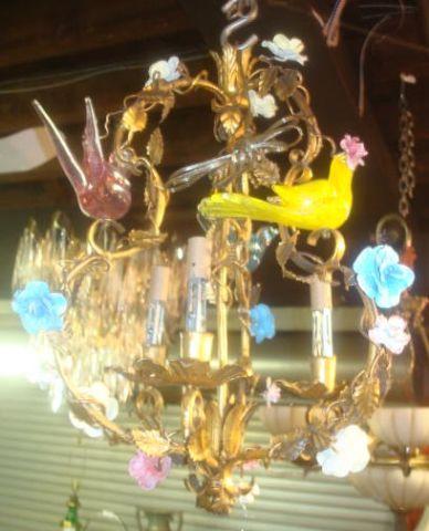 MURANO Glass Chandelier with Birds.
