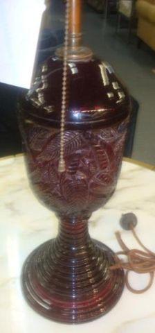 Antique Ruby Glass Lamp. From a Yonkers