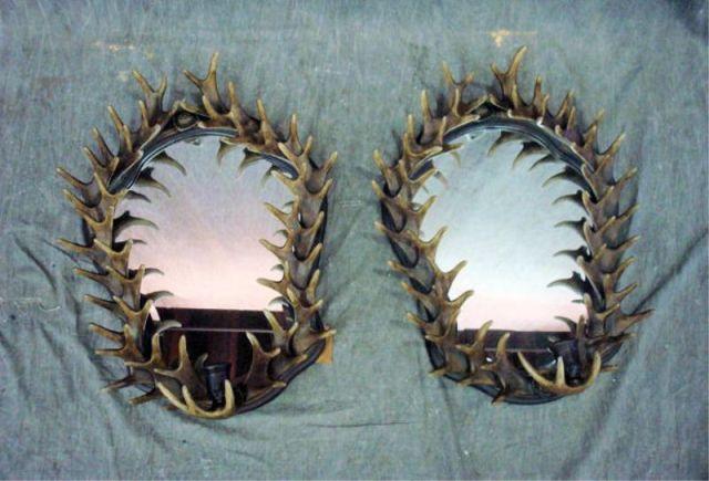 Pair Antler Form Mirrored Sconces  bac55