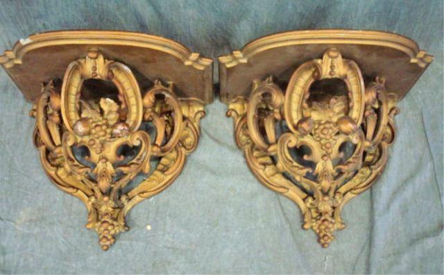 Pair of Giltwood and Gesso Fruit