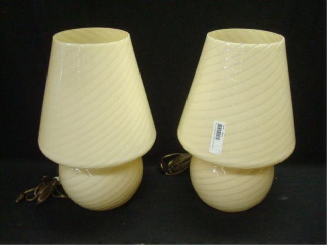 Pair of Diagonally Striated MURANO Lamps.