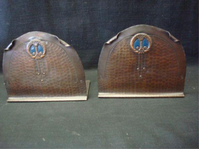 Pair of Arts & Crafts Copper & Enamel