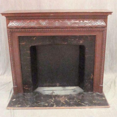 Mahogany and Carved Fireplace Mantle  bac6c