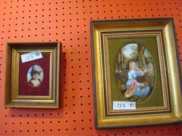 2 KPM Style Painted Porcelain Plaques bacbc