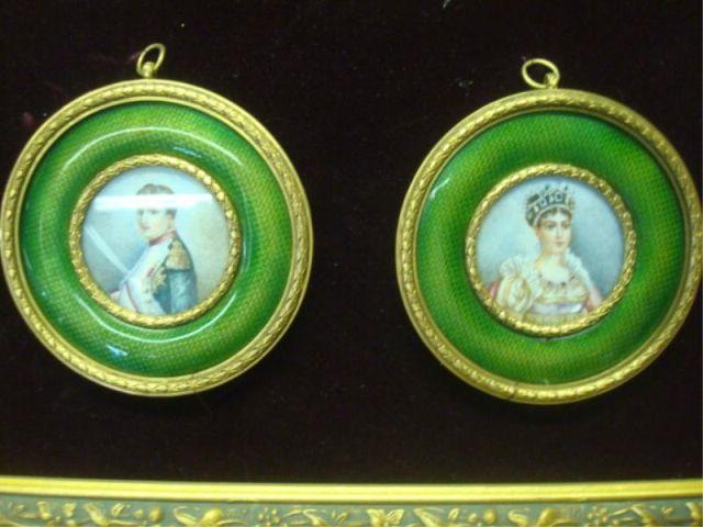 2 Painted Miniatures In Gilt Bronze