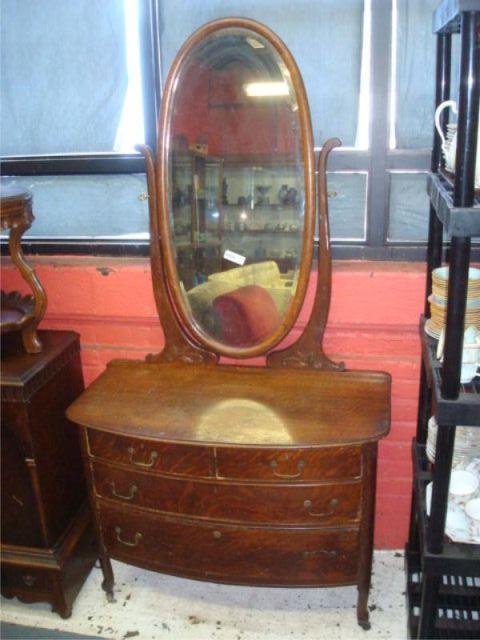 Victorian Oak Chest & Mirror. From
