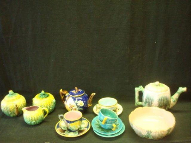 Lot of Assorted Majolica 1 tea bace1