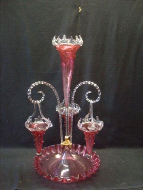 Victorian Ruby Glass Centerpiece  bace5