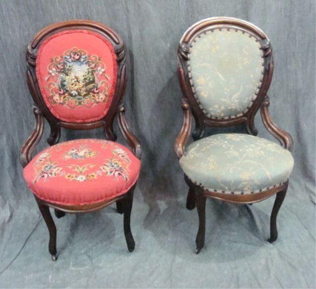 Pair of Upholstered Victorian Chairs  bace7