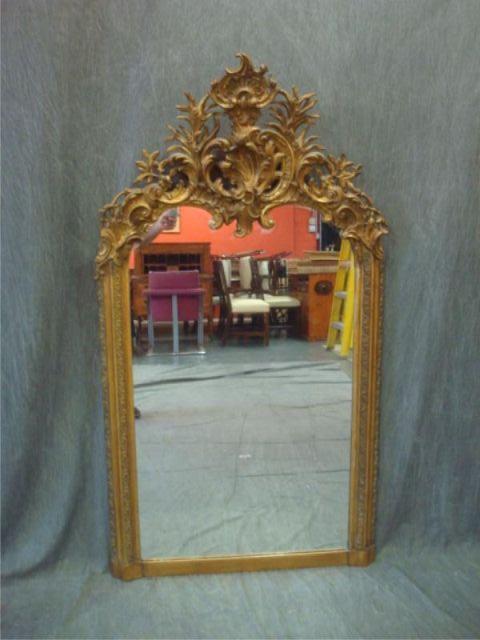 Giltwood Mirror with Rococo Crown.