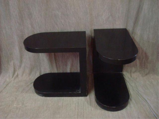 Midcentury Black Lacquer End Tables  bad1d