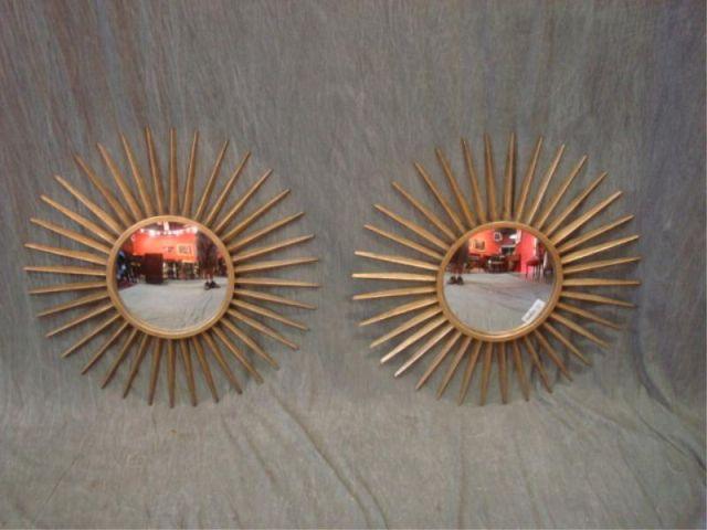 Pair of Gilt Sunburst Form Mirrors  bad32