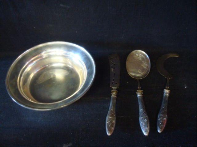 Sterling Bowl and 3 800 Silver