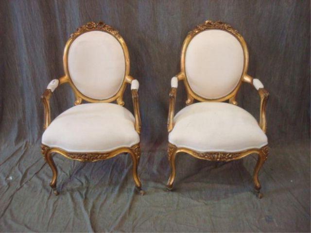 Pair of Gilt Upholstered Louis bad54