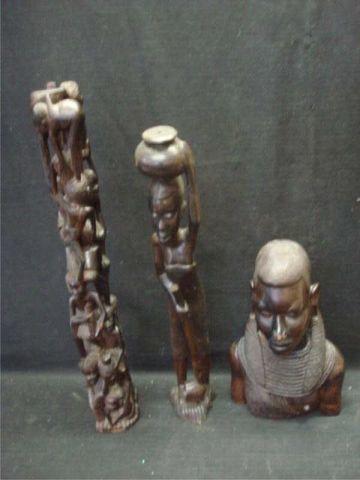 African Sculpture 3 Wood Sculptures  bad65