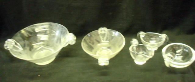 5 Pieces Of Steuben Glass. The larger