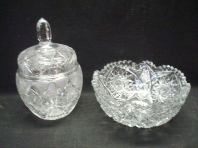 2 Pieces of Cut Crystal: Bowl & Lidded
