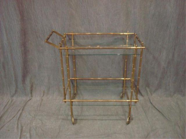 Brass Bamboo Form Tea Trolley From