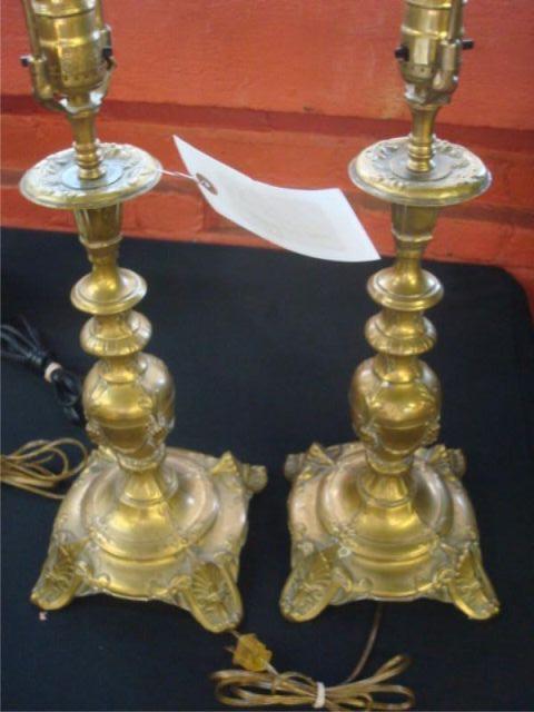 Pair of Gilt Metal Candlebra  bad98