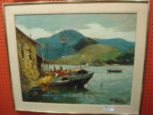 MARTIN M Oil on Canvas of Asian bada8